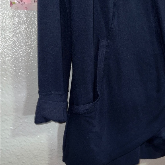ATHLETA NAVY BLUE LONG SLEEVE POCKETS NIRVANA PRANAYAMA WRAP CARDIGAN SIZE S - Picture 3 of 9